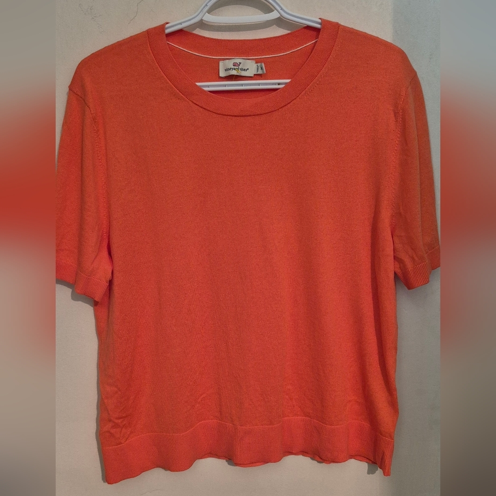Vineyard Vines Orange / Peach Short Sleeve Sweater Sz.XL
